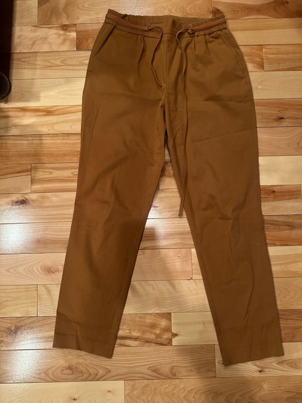 Zara women’s Drawstring Chinos in Caramel Brown